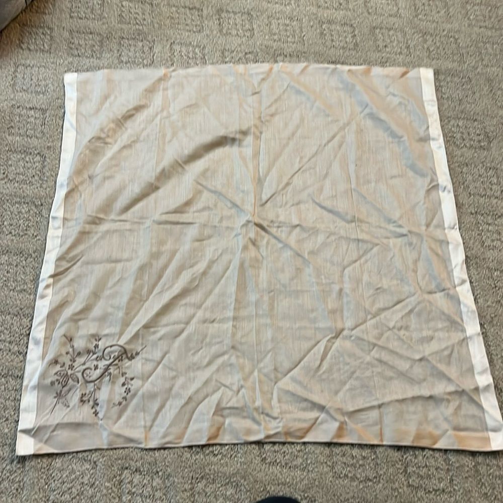 VINTAGE Square Scarf with “F” embroidered on it.  aprrox 25 x 26